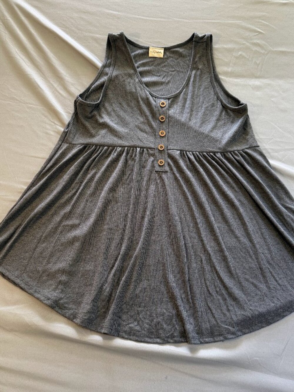 Lovely Melody Baby Doll Tunic Tank Top Gray Size Medium New Without Tags